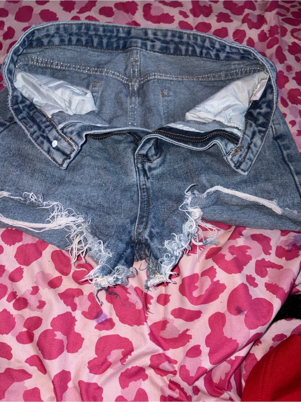 SHEIN Light Blue Distressed Denim Ankle/Cropped Shorts
